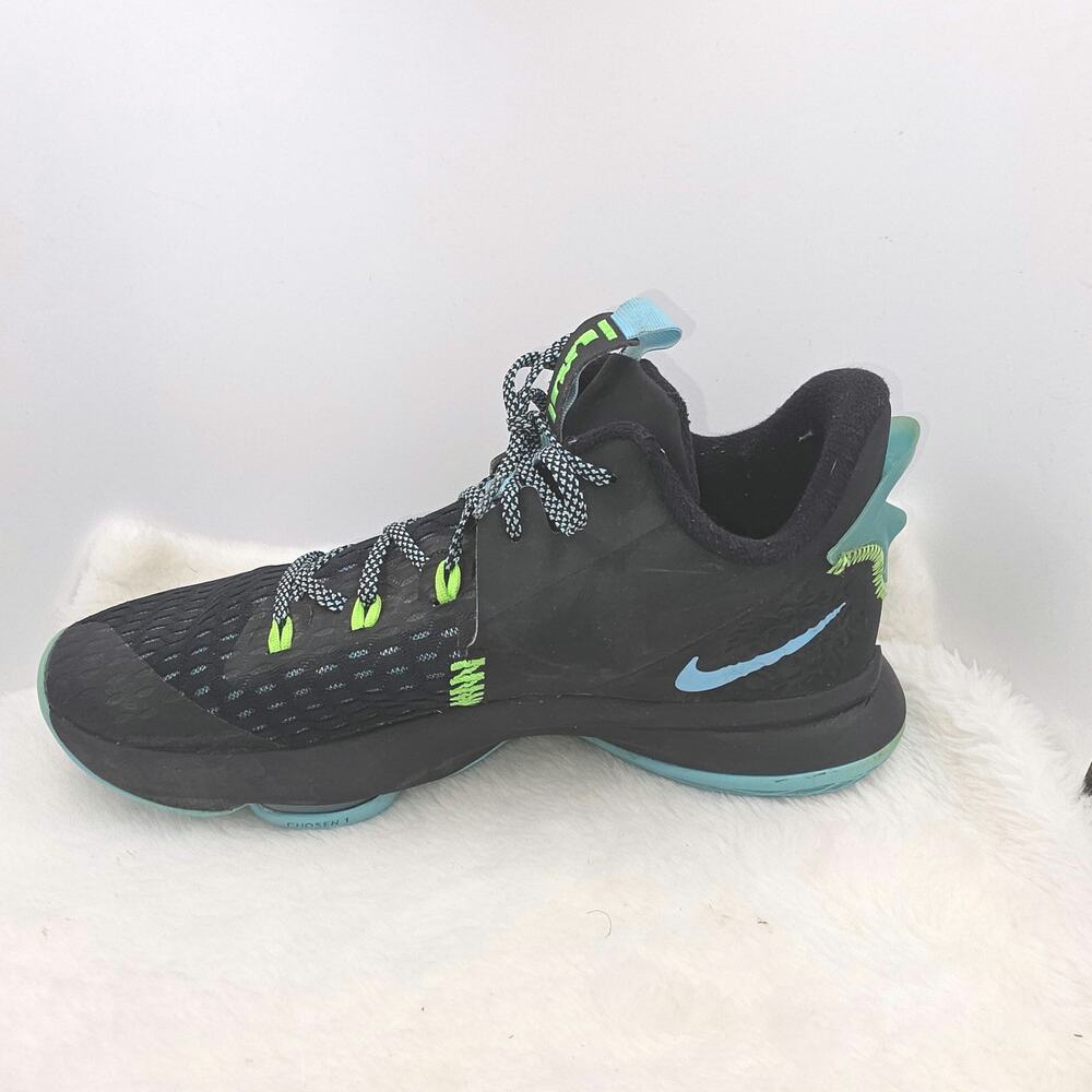 NIKE Lebron Witness 5  Athletic Shoes Black/Lagoon Pulse Green Colorway Men 11.5
